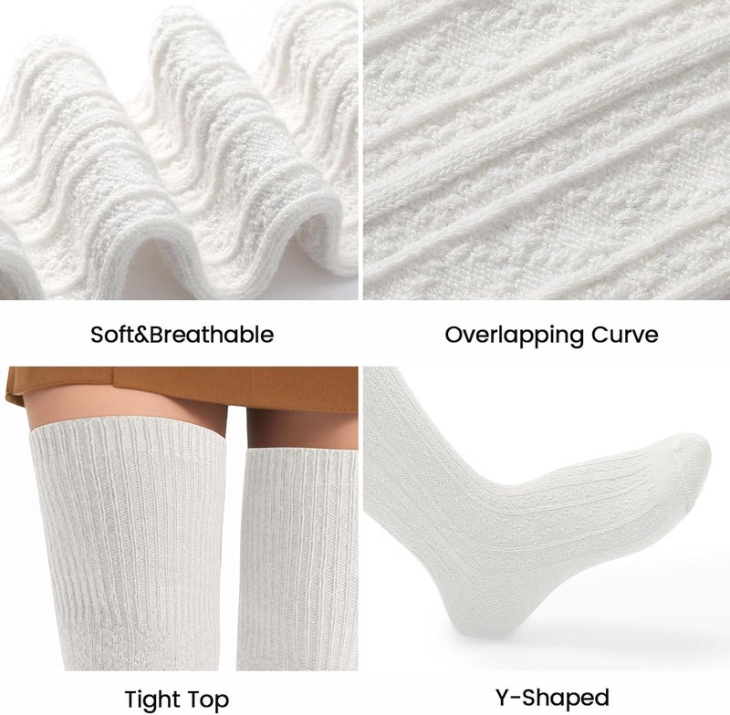 Pleneal Thigh High Socks - 1/2 Pairs Womens Thigh High Over Knee Boot Socks Leg Warmers - Image 3